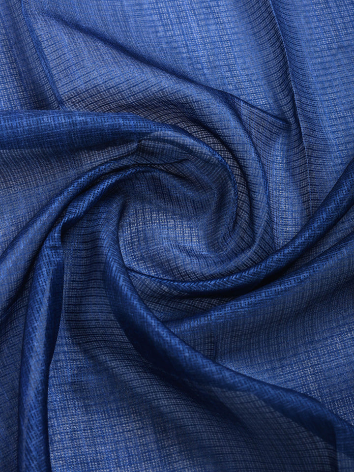 Navy Blue Digital Print Cotton Blend Saree