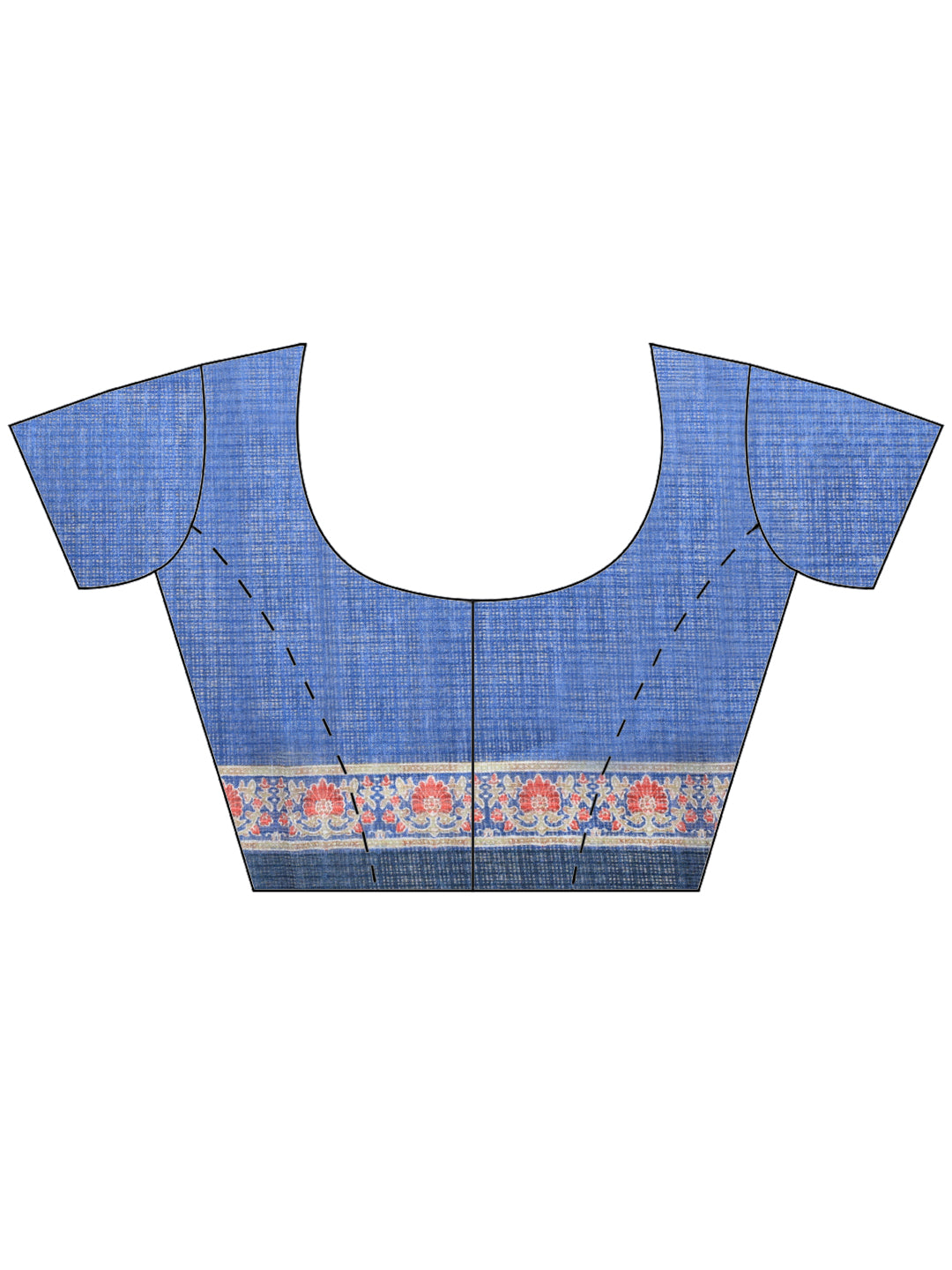 Navy Blue Digital Print Cotton Blend Saree