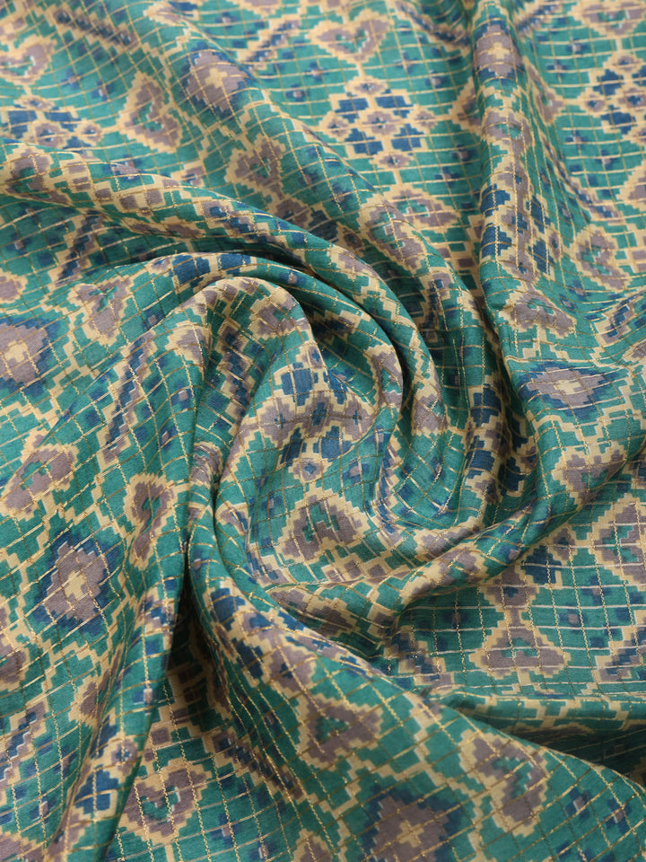 Blue Digital Print Cotton Blend Saree