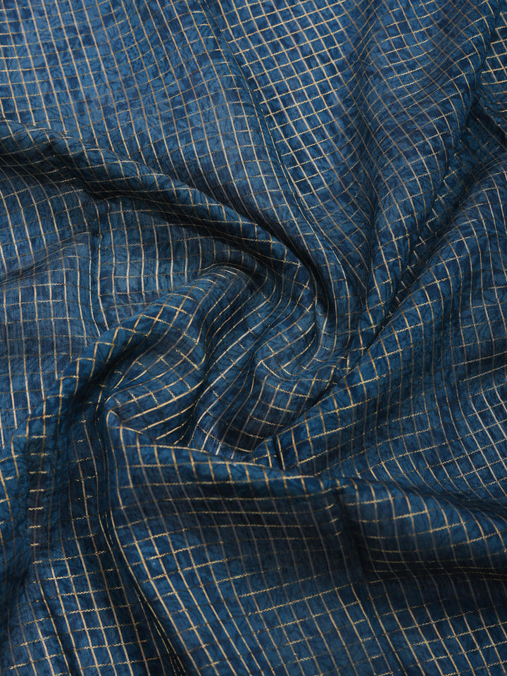 Blue Digital Print Cotton Blend Saree