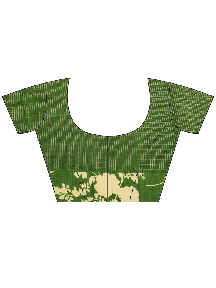 Green Digital Print Cotton Blend Saree