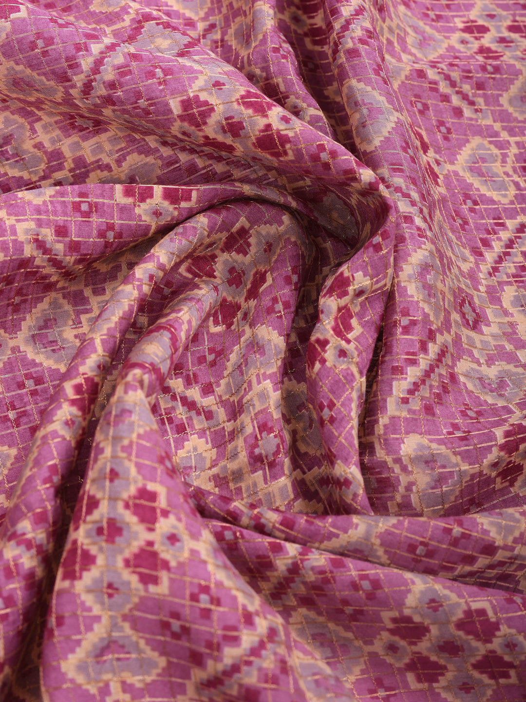 Magenta Digital Print Cotton Blend Saree