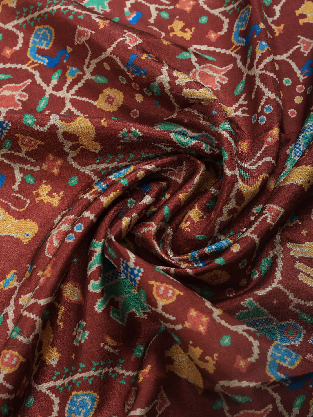 Maroon Digital Print Tussar Silk Saree