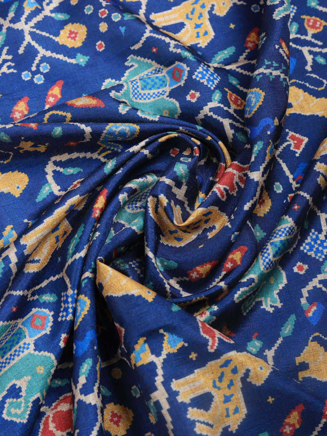 Navy Blue Digital Print Tussar Silk Saree