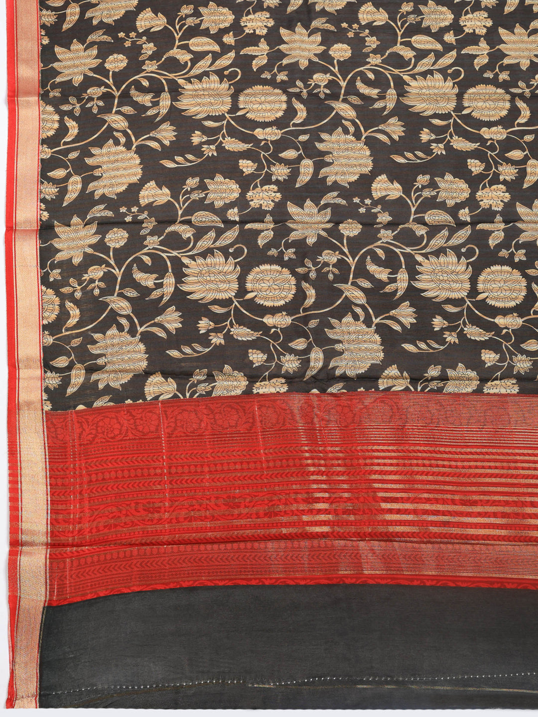 Black Digital Print Art Silk Saree