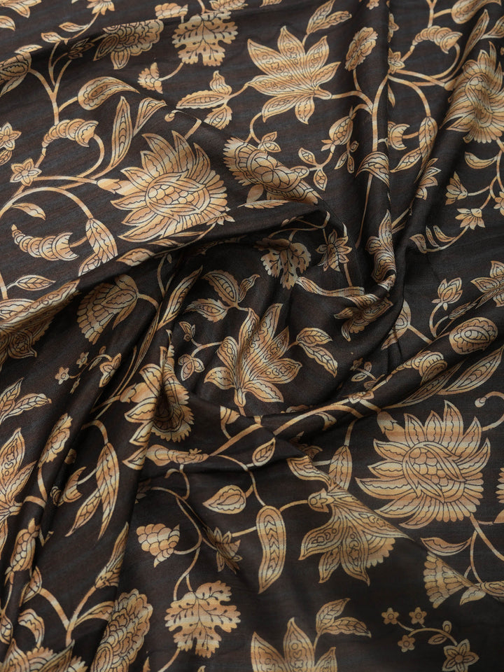 Black Digital Print Art Silk Saree
