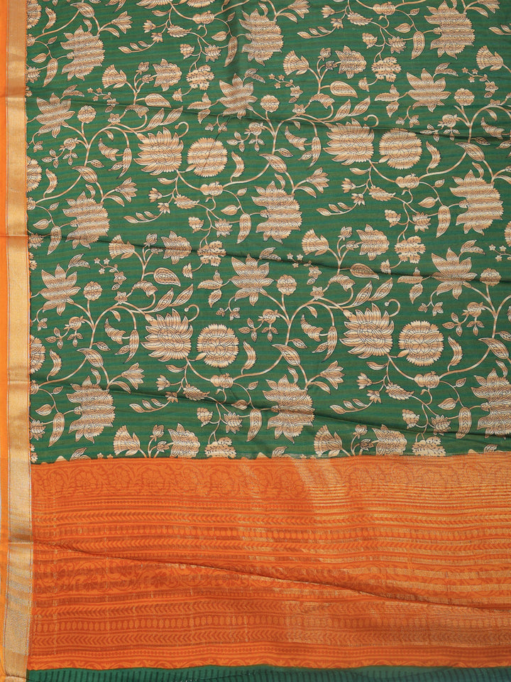Green Digital Print Art Silk Saree