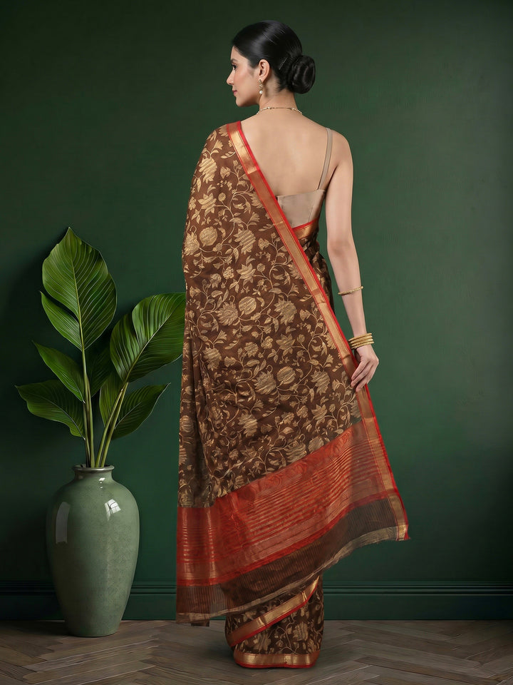 Maroon Digital Print Art Silk Saree