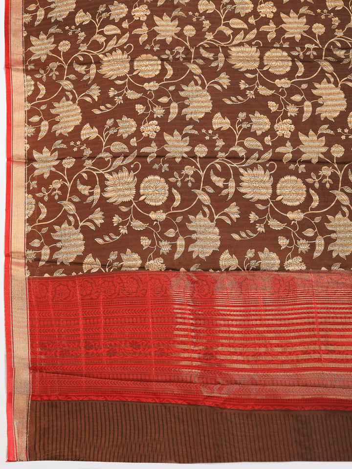 Maroon Digital Print Art Silk Saree