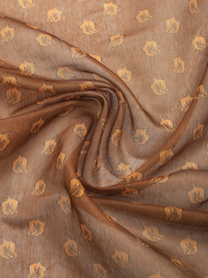 Brown Digital Print Cotton Blend Saree