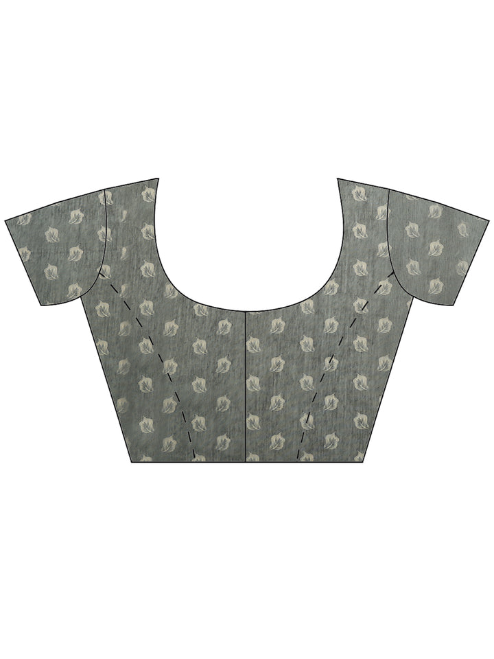 Grey Digital Print Cotton Blend Saree