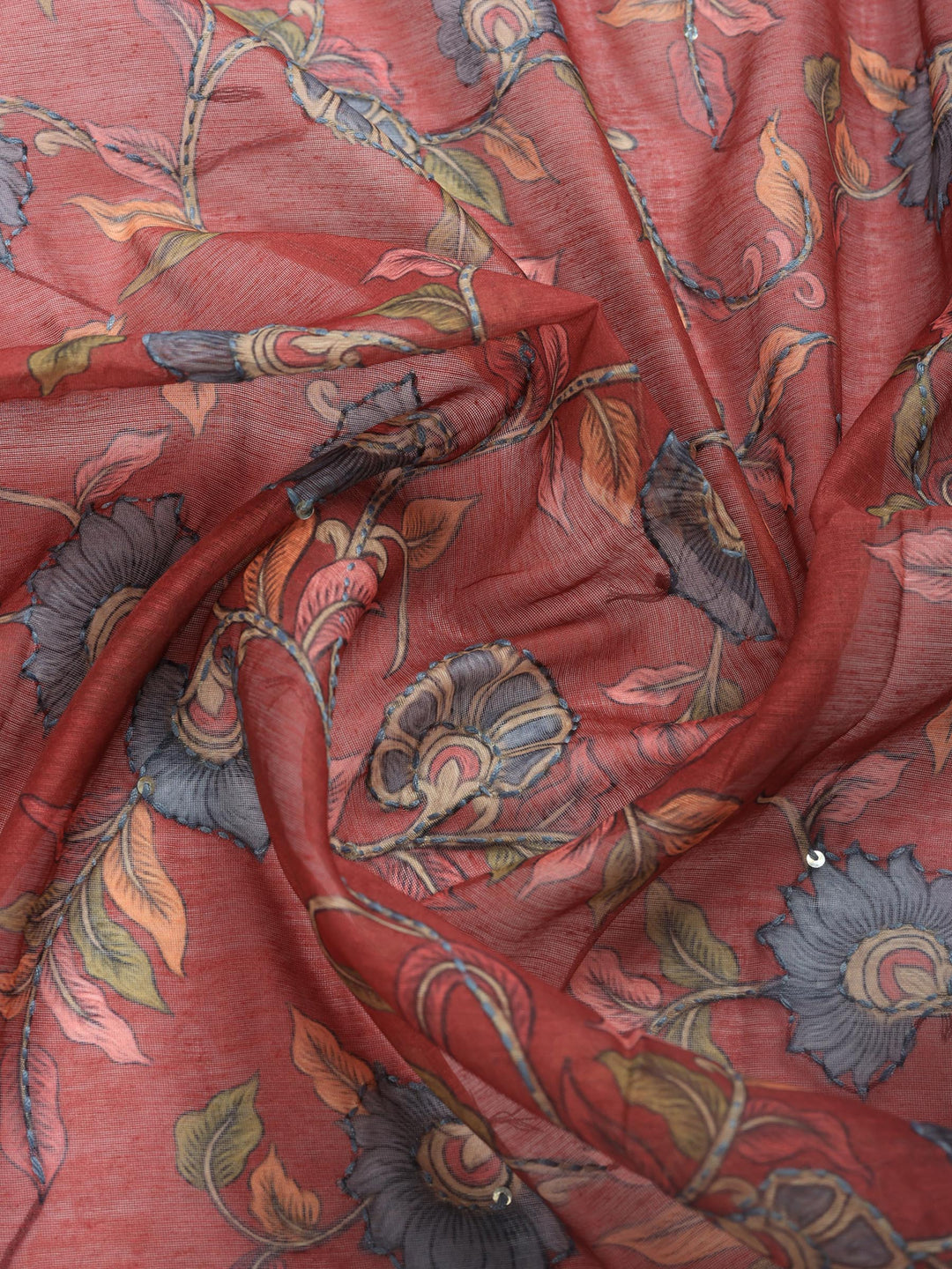 Pink Digital Print Cotton Blend Saree