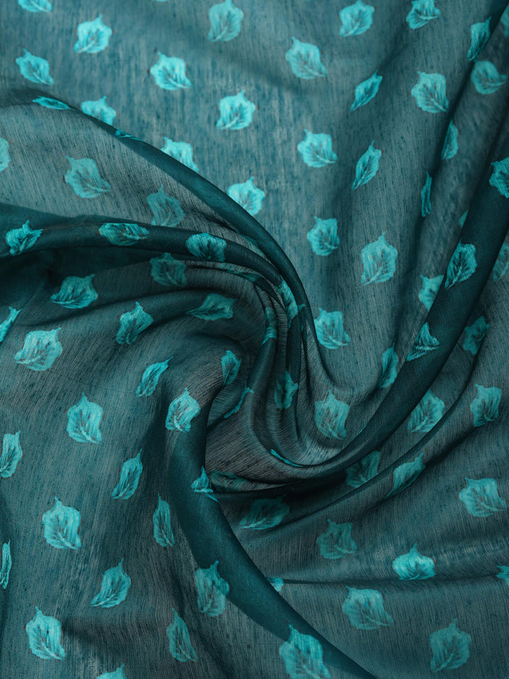 Rama Green Digital Print Cotton Blend Saree