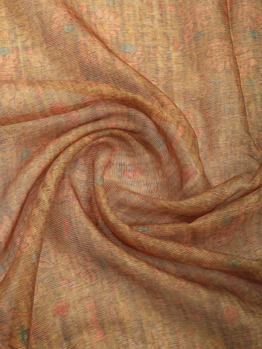 Beige Digital Print Cotton Blend Saree