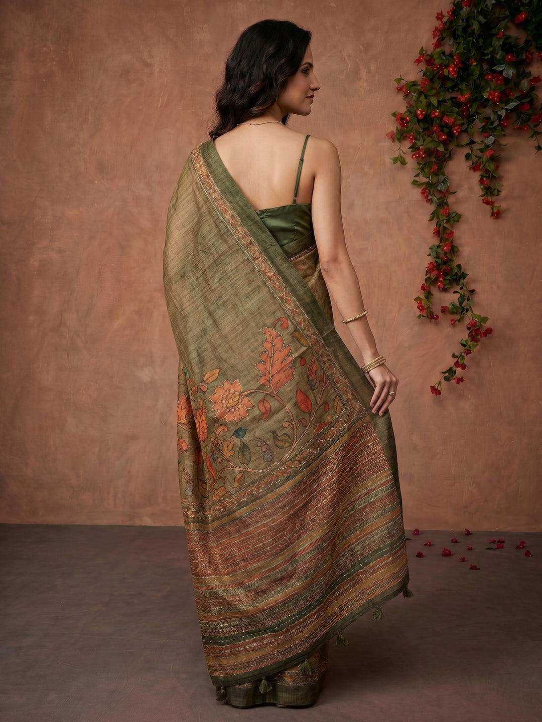 Mehndi Digital Print Cotton Blend Saree