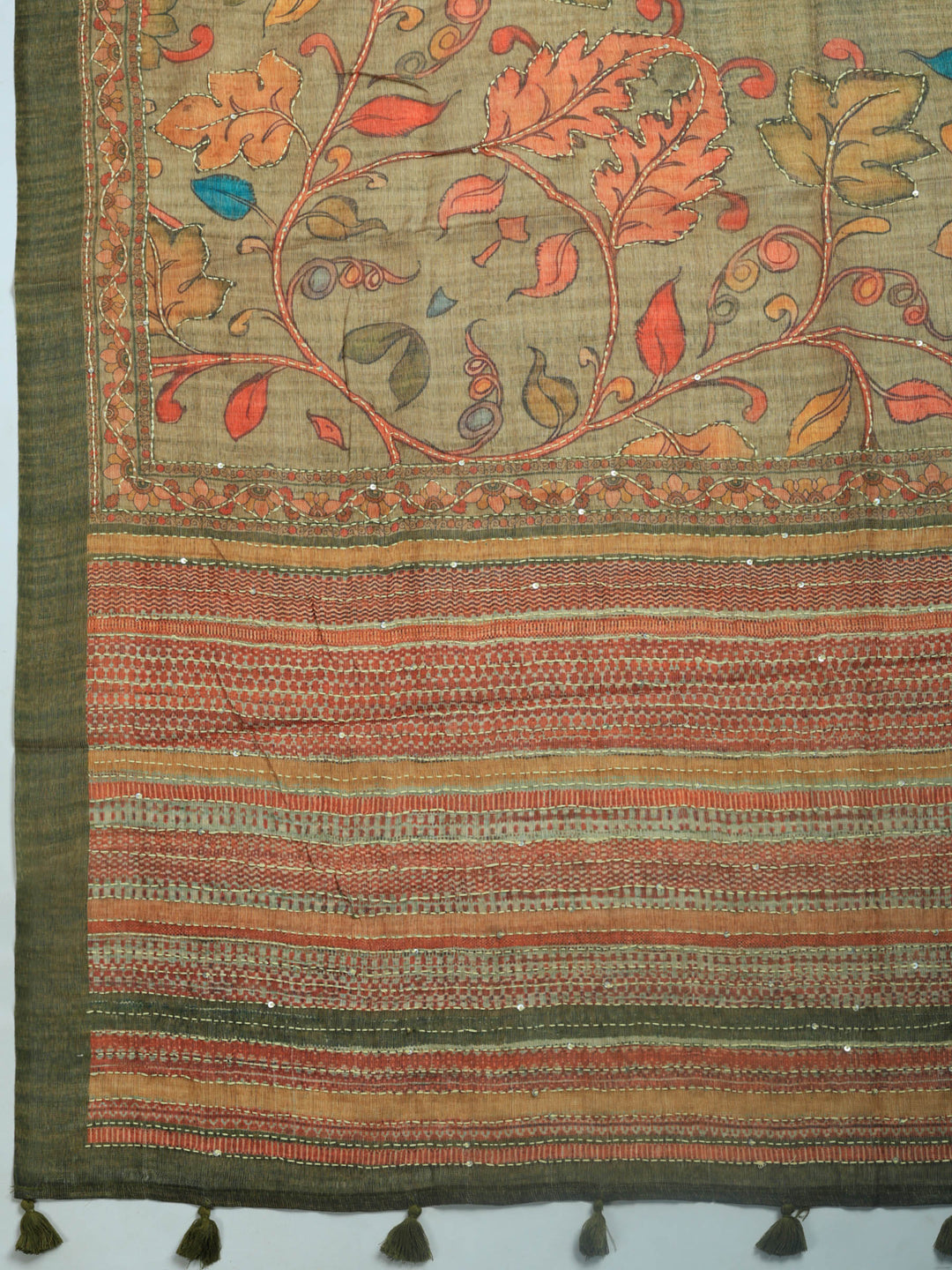 Mehndi Digital Print Cotton Blend Saree