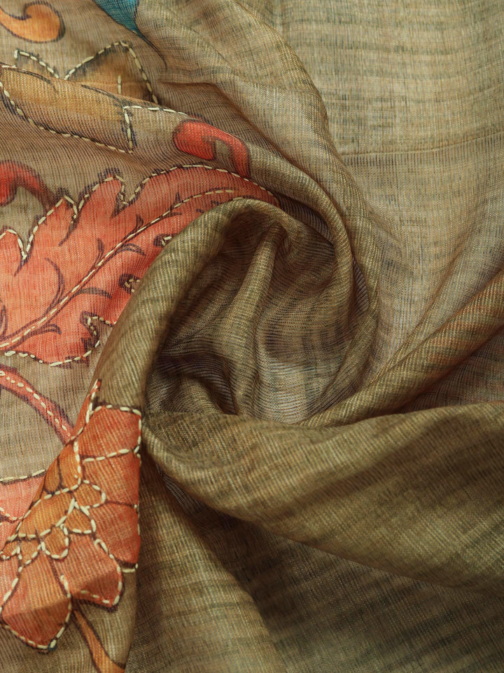 Mehndi Digital Print Cotton Blend Saree