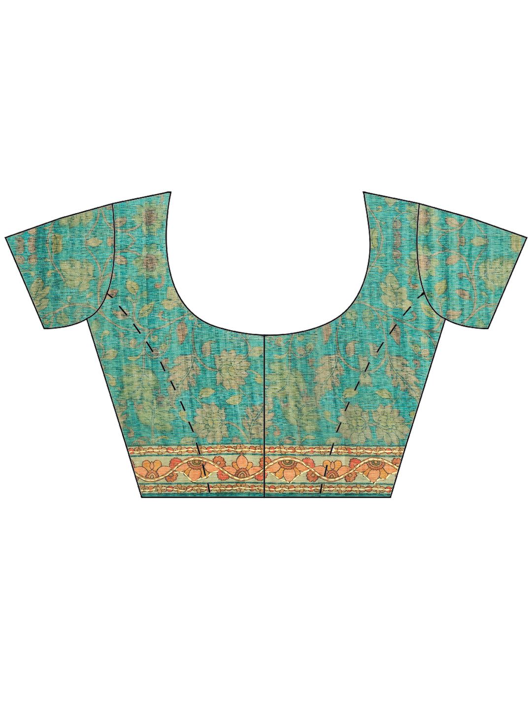Sea Green Digital Print Cotton Blend Saree