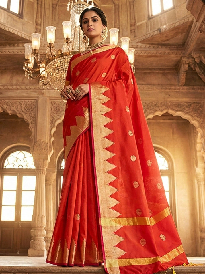 Orange Woven Design Art Katan Saree
