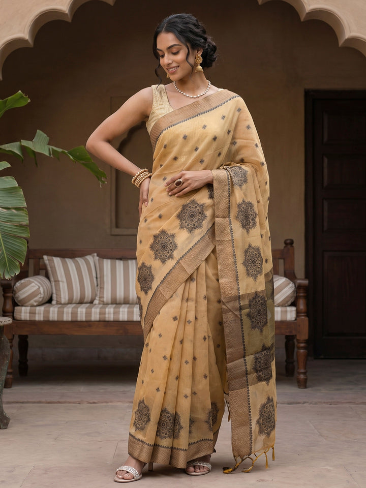 Gold Tussar Woven Saree