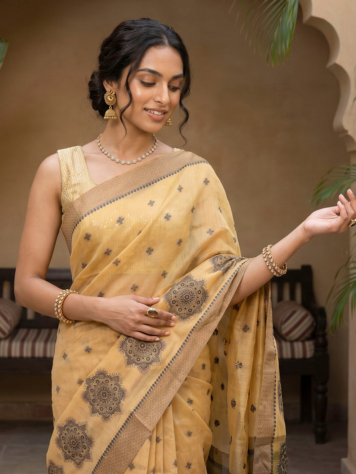 Gold Tussar Woven Saree