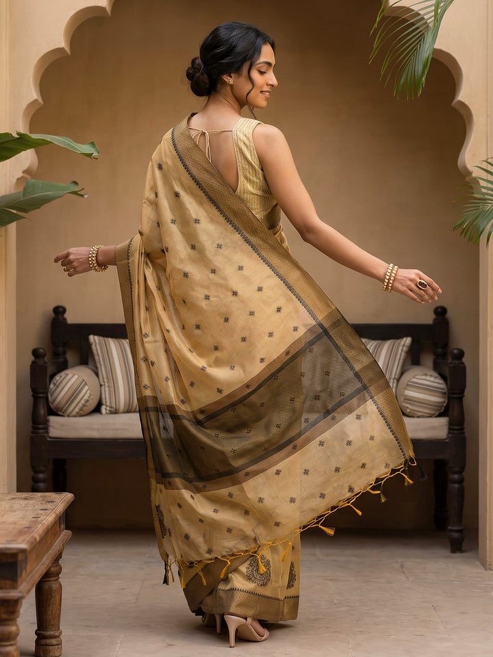 Gold Tussar Woven Saree