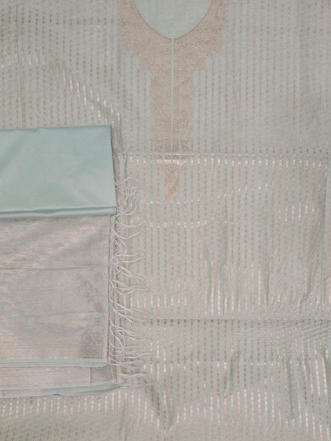 Mint Chanderi Woven Design Unstitched Dress Material