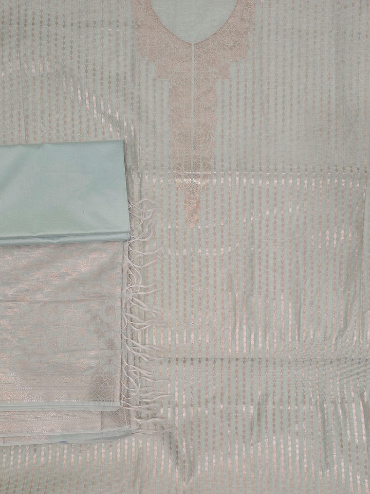 Mint Chanderi Woven Design Unstitched Dress Material