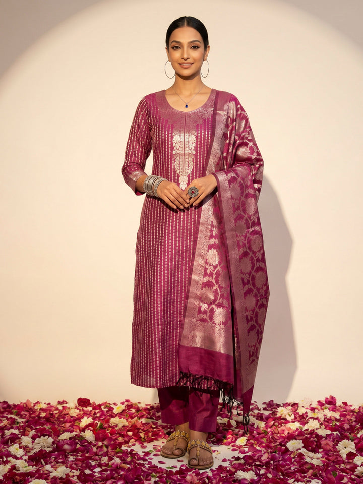 Rani Chanderi Woven Design Unstitched Dress Material
