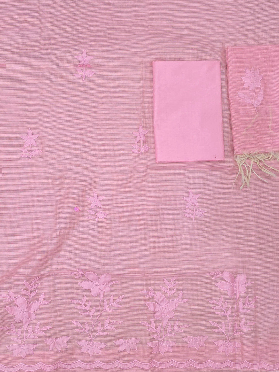 Pink Chanderi Embroided Unstitched Dress Material