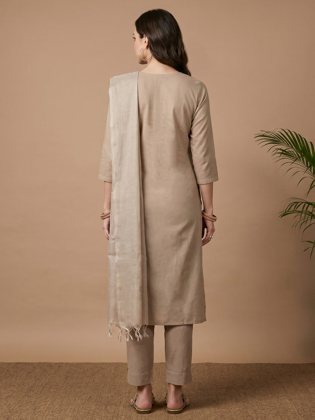 Tupe Chanderi Embroided Unstitched Dress Material