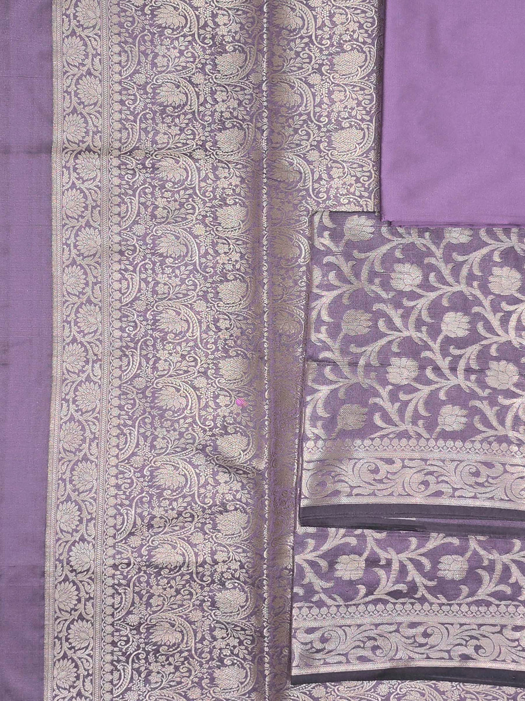 Lavender-Grey Chanderi Banarasi Unstitched Dress Material
