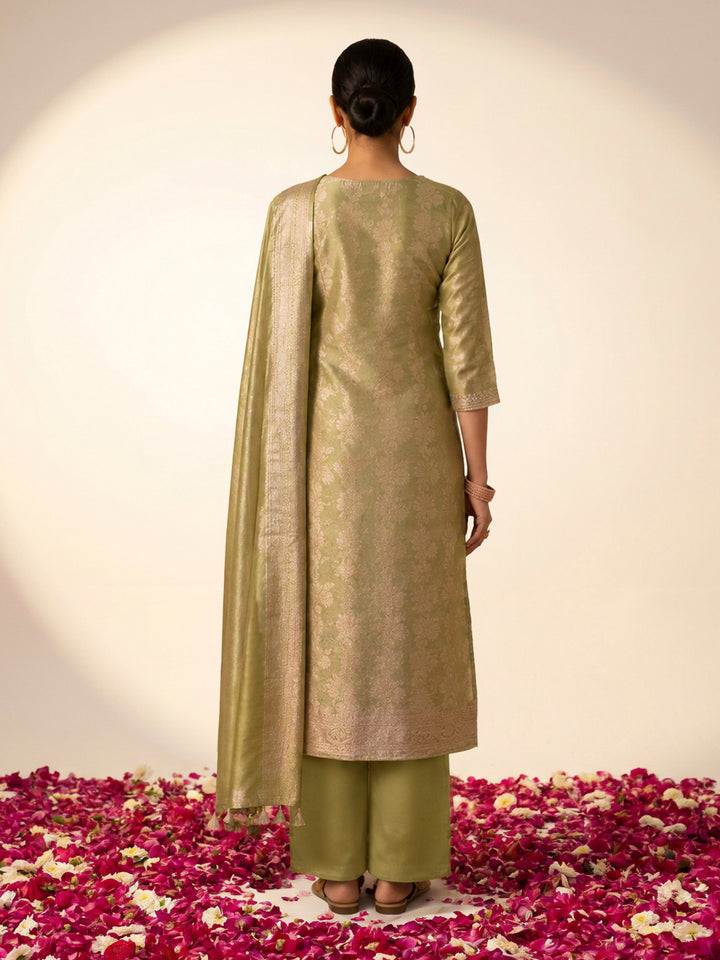 Mehndi Tissue Woven Design Unstitched Dress Material