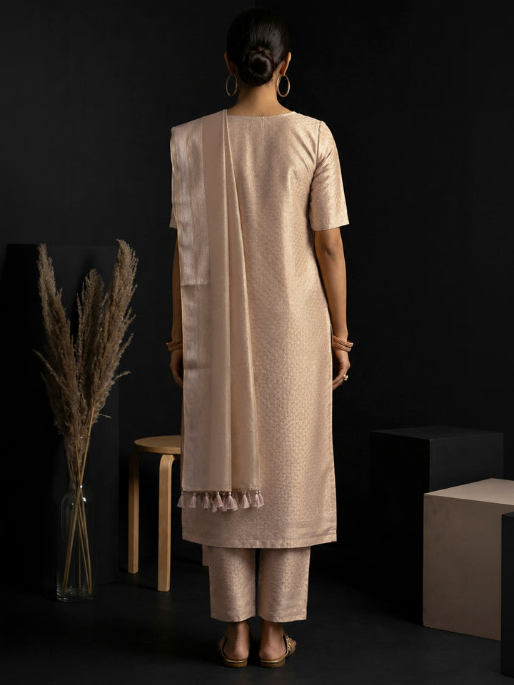 Gold Tissue Woven Design Unstitched Dress Material