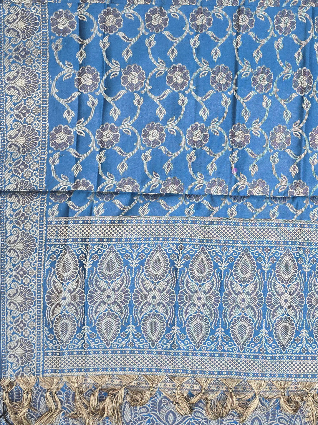 Blue Art Silk Woven Unstitched Dress Material