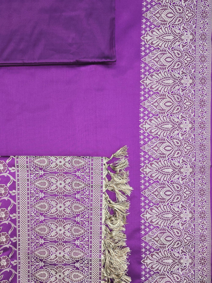 Purple Art Silk Woven Unstitched Dress Material