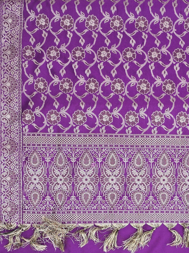 Purple Art Silk Woven Unstitched Dress Material