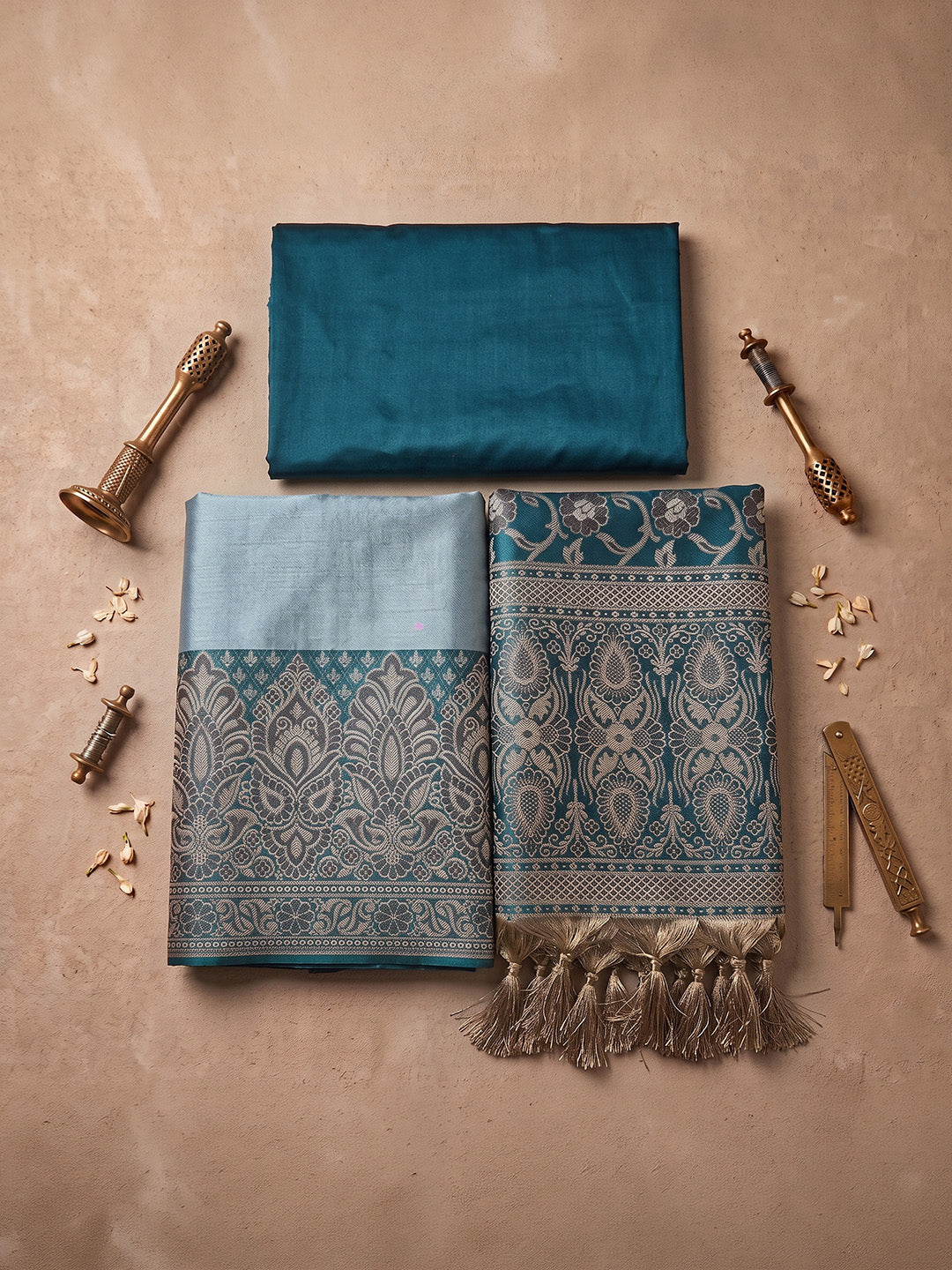 Sky Blue Art Silk Woven Unstitched Dress Material
