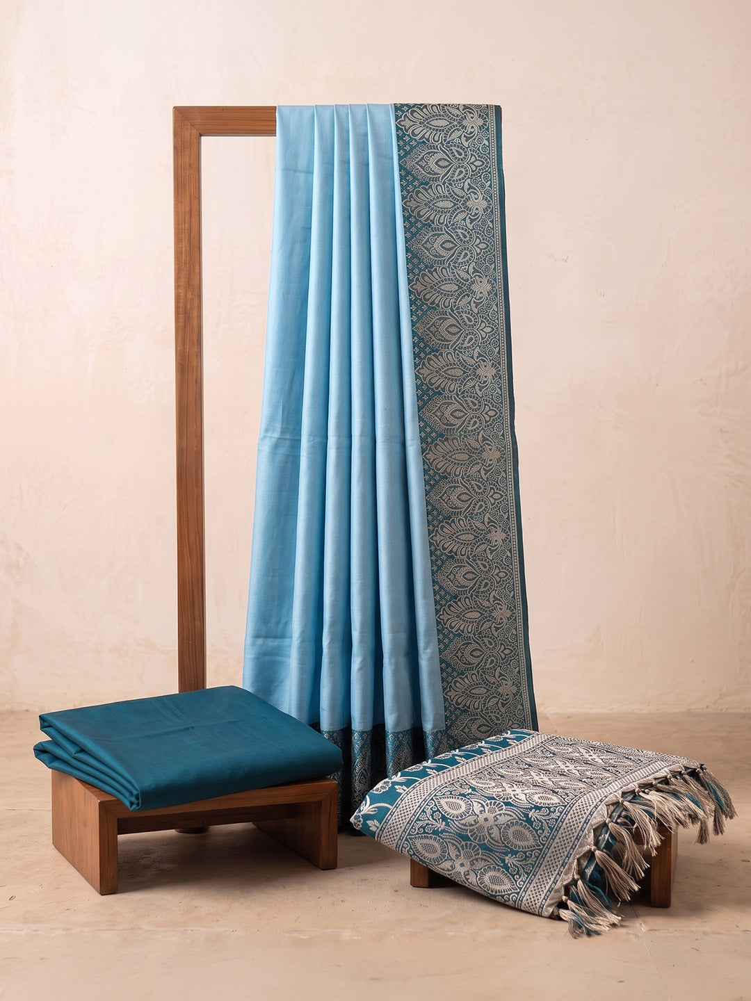 Sky Blue Art Silk Woven Unstitched Dress Material