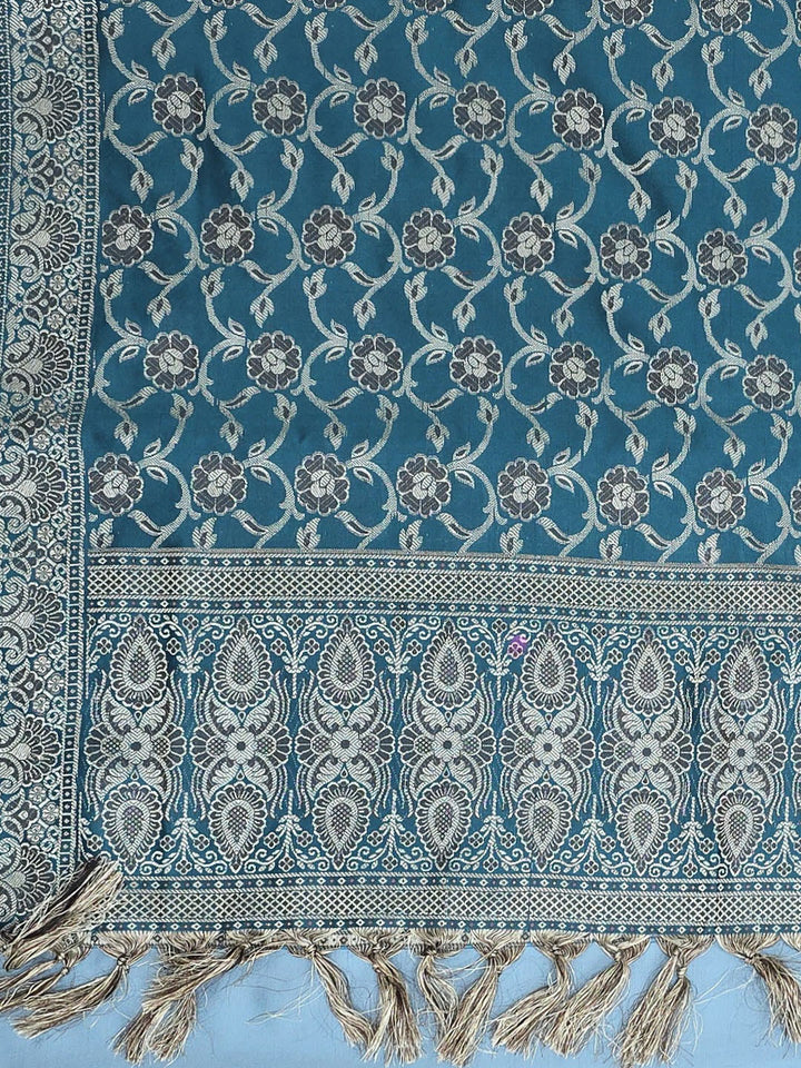 Sky Blue Art Silk Woven Unstitched Dress Material