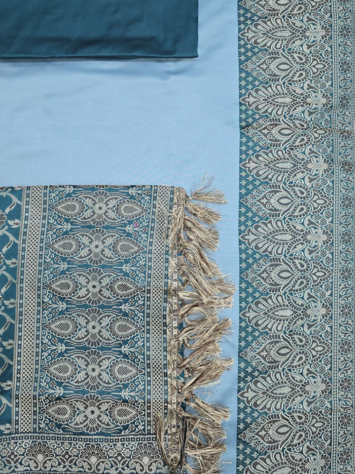 Sky Blue Art Silk Woven Unstitched Dress Material