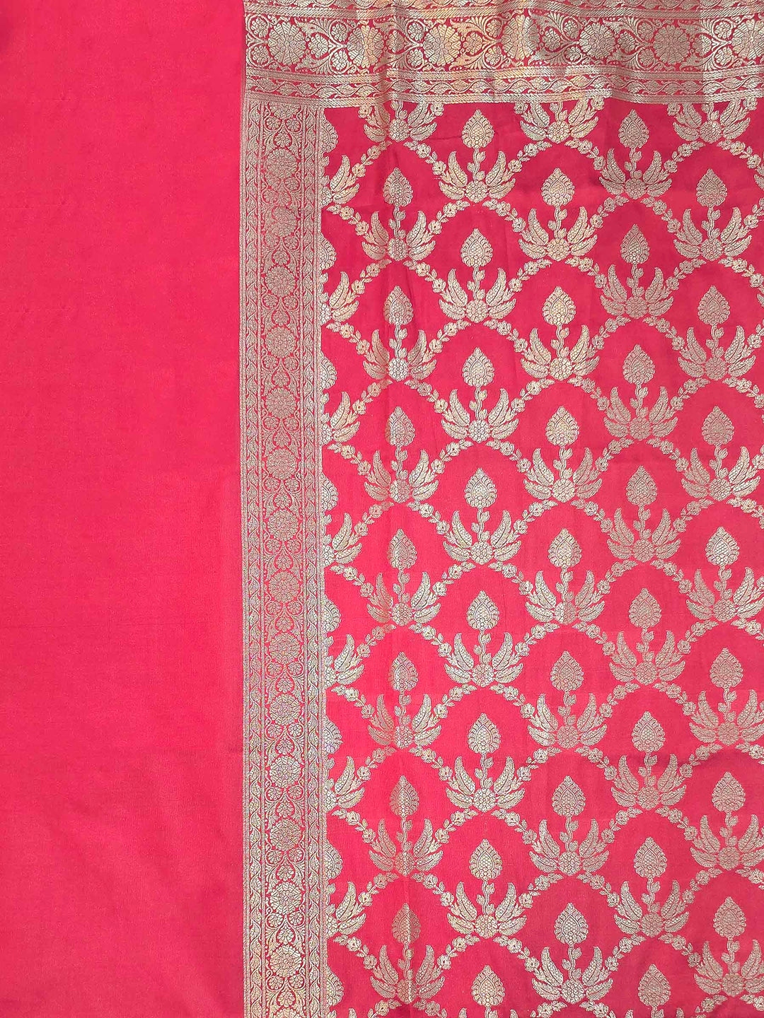 Red Art Silk Woven Design Unstitched Dress Material