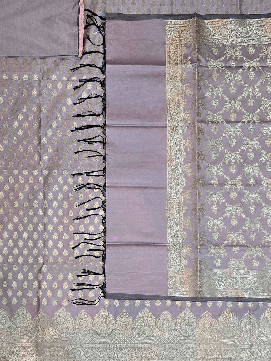 Lavender Art Silk Woven Design Unstitched Dress Material