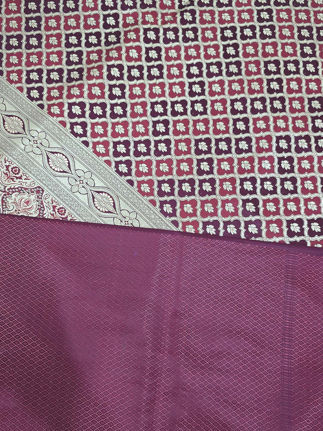 Maroon Woven Design Satin Saree