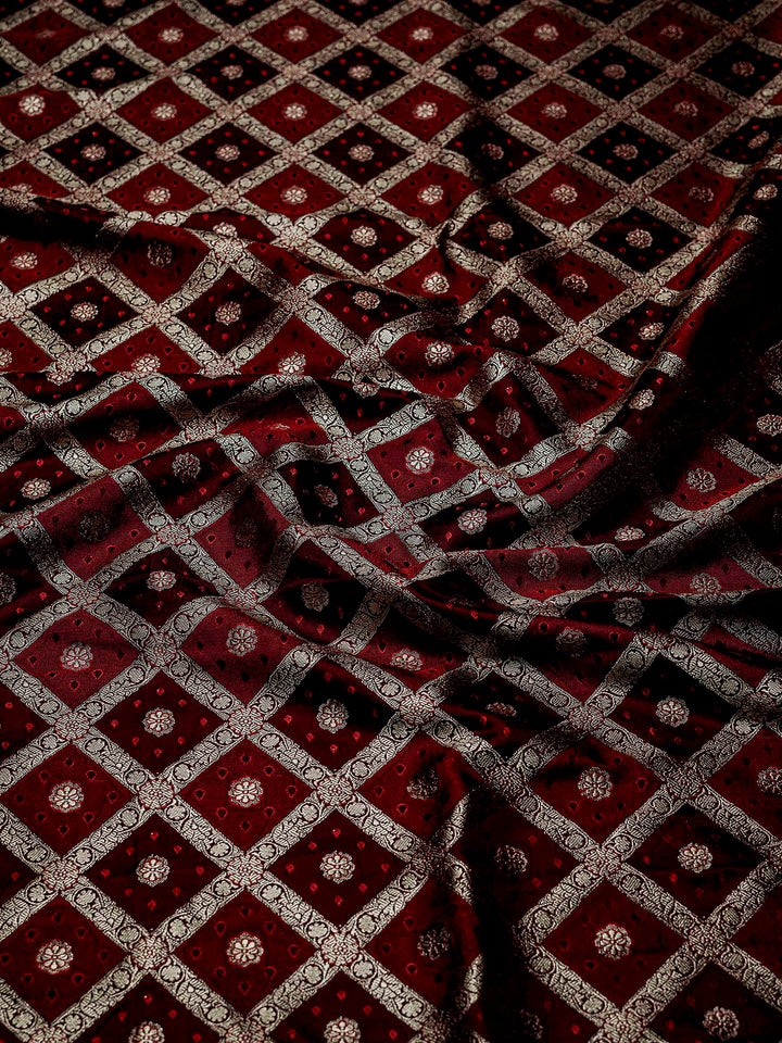 Maroon Woven Design Satin Saree