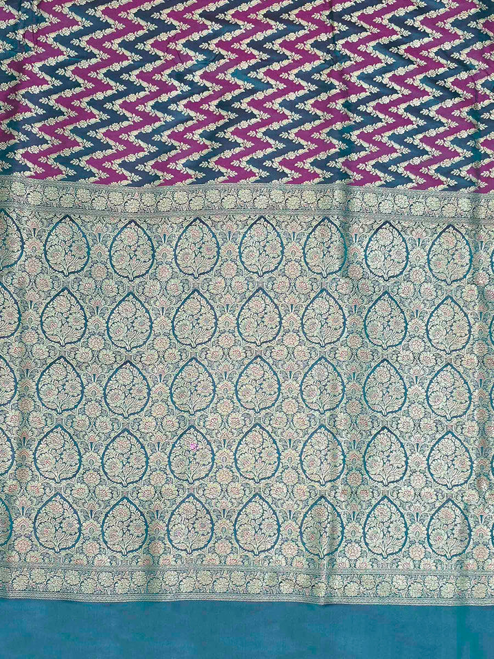 Rama Green Woven Design Satin Saree