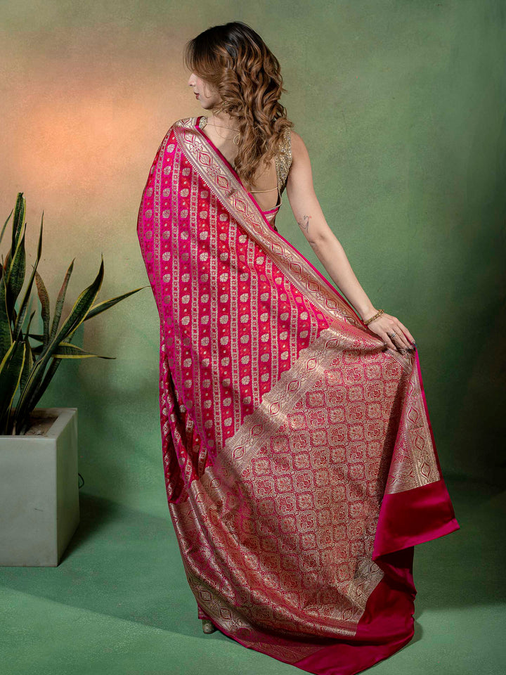 Rani Woven Design Satin Saree