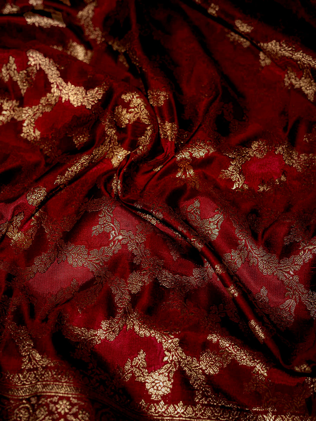 Maroon Woven Design Satin Saree