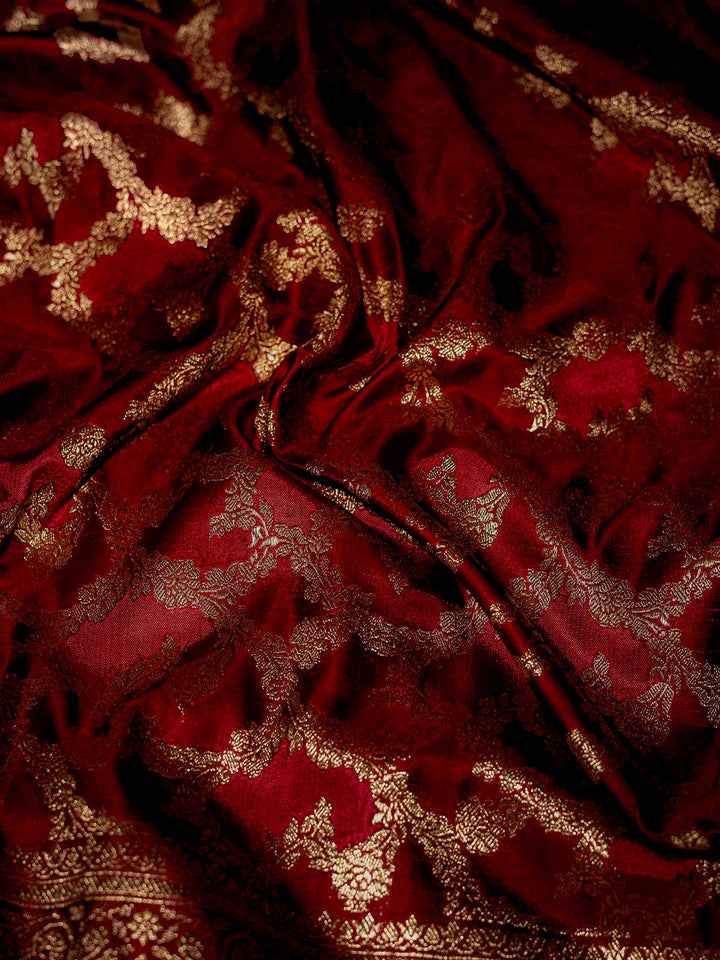 Maroon Woven Design Satin Saree