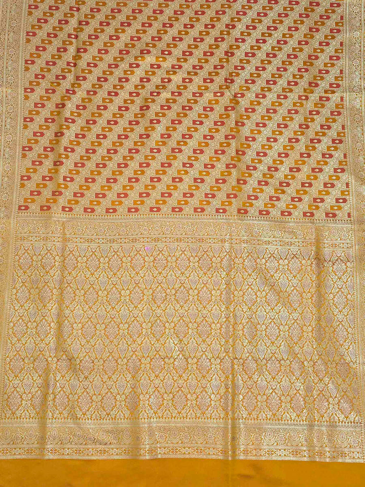 Mustard Woven Design Satin Saree